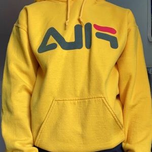 Womens Yellow Fila Hoodie